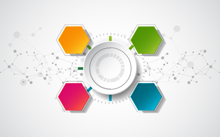 Abstract technological background concept with various technology elements. illustration Vectorのイラスト素材