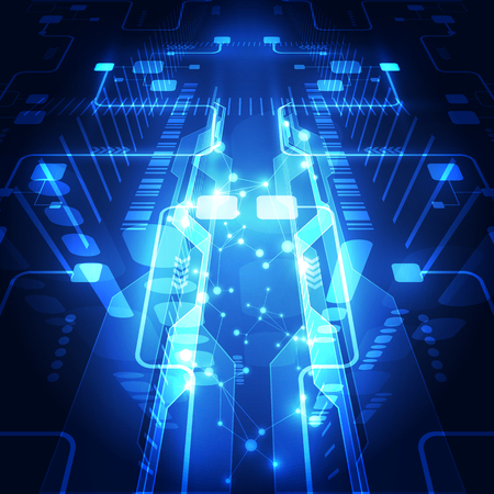 Abstract vector blue technology concept. Background illustration.のイラスト素材