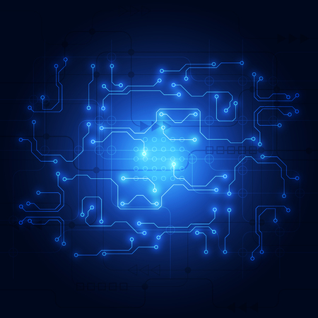 Vector Abstract futuristic circuit board system, Illustration high digital technology blue color conceptのイラスト素材
