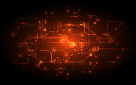 Vector Abstract futuristic circuit board, Illustration high digital technology red colorのイラスト素材
