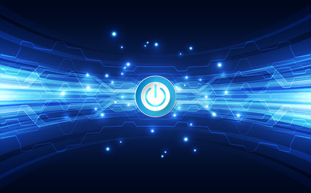 A Vector Abstract button power futuristic high digital technology blue color background, illustration webのイラスト素材