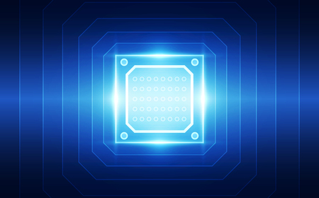 Abstract technology chip processor background circuit board and html code,3D illustration blue technology background vector.のイラスト素材