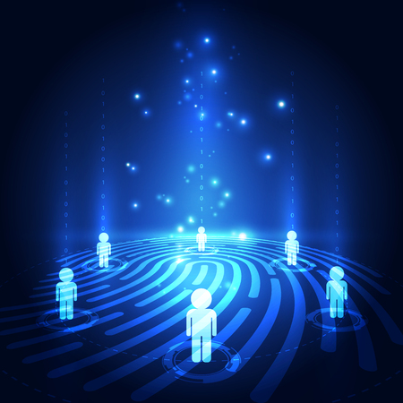 vector fingerprint digital communication technology business, abstract backgroundのイラスト素材