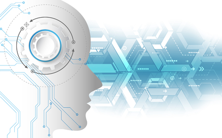 Artificial intelligence. AI digital technology in future. Virtual concept. vector illustration background.のイラスト素材