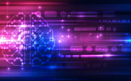 Abstract vector electric digital brain technology concept, illustration backgroundのイラスト素材