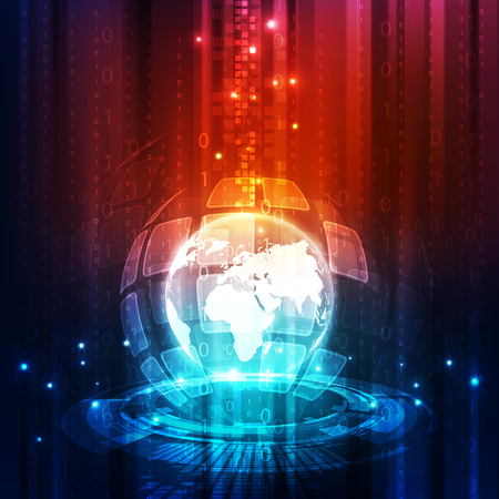 Abstract digital technology connection on Earth conceptのイラスト素材