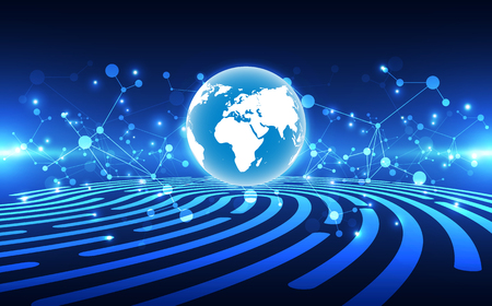 Abstract digital technology connection on Earth conceptのイラスト素材