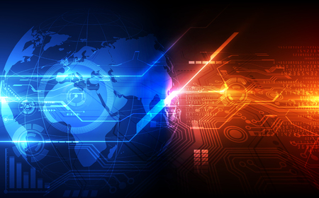 Vector blue globe on the digital technologyのイラスト素材