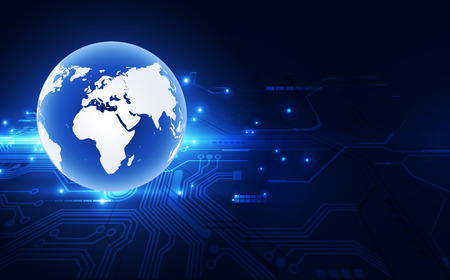 Vector blue globe on the digital technologyのイラスト素材