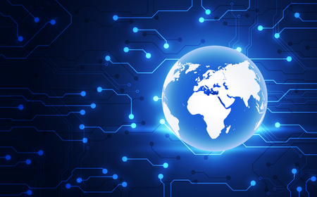 Vector blue globe on the digital technologyのイラスト素材