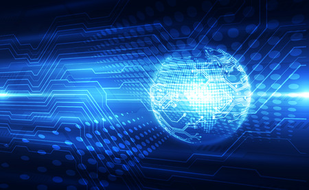 Vector blue globe on the digital technologyのイラスト素材