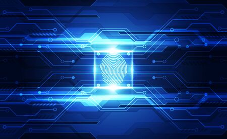 Fingerprint integrated in a printed circuit, releasing binary codes.のイラスト素材