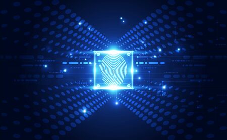 Fingerprint integrated in a printed circuit, releasing binary codes.のイラスト素材