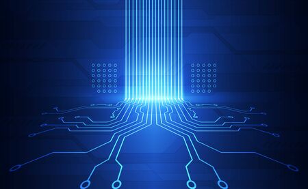 Vector Abstract futuristic circuit board global system, Illustration high digital technology blue color conceptのイラスト素材