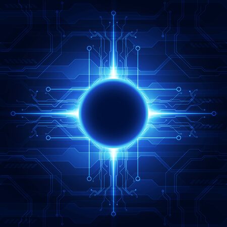Vector Abstract futuristic circuit board global system, Illustration high digital technology blue color conceptのイラスト素材