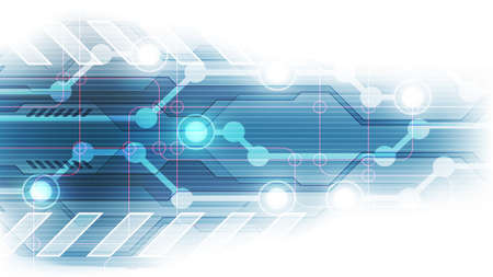 Vector Abstract futuristic speed technology, Illustration high digital technology blue and red color conceptのイラスト素材