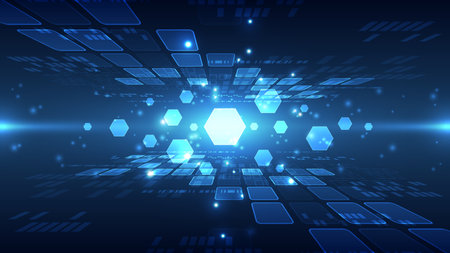 Abstract vector  futuristic connection high speed digital technology concept. background illustrationのイラスト素材