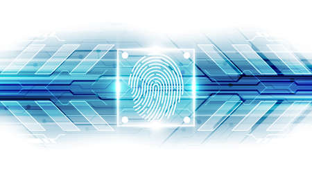 Fingerprint integrated in a printed circuit, releasing binary codes.のイラスト素材