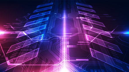 Vector Abstract futuristic high speed, Illustration high digital technology blue colorのイラスト素材