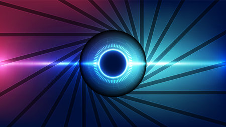 Abstract technology background with circle and rays. Vector illustration.のイラスト素材