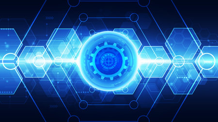 abstract future technology concept on blue background, vector illustration EPS10のイラスト素材
