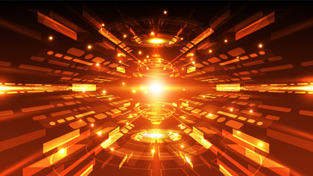 Abstract technology background. Futuristic interface with glowing particles. Vector illustration.のイラスト素材