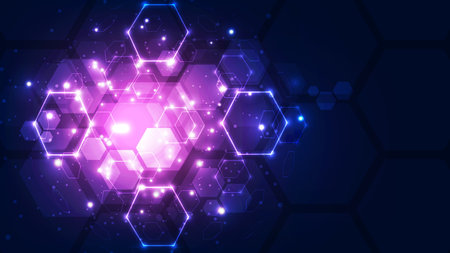 Abstract hexagon background. Technology and science concept. Vector illustration.のイラスト素材