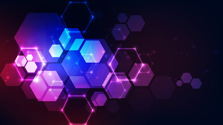 Abstract technology background with hexagons. Vector illustration for your design.のイラスト素材