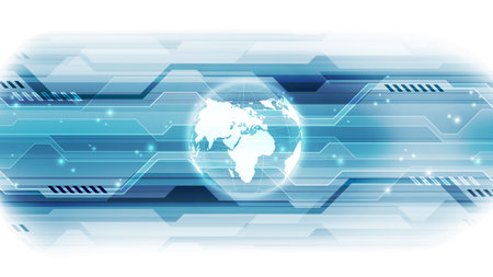 Abstract technology background with world map. Vector illustration for your design.のイラスト素材
