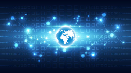abstract global network connection on blue background, vector illustration eps10のイラスト素材