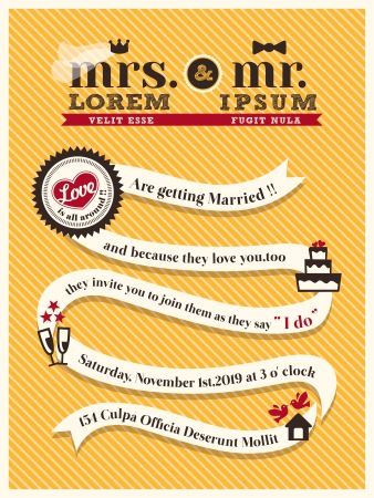 wedding invitation card templateのイラスト素材