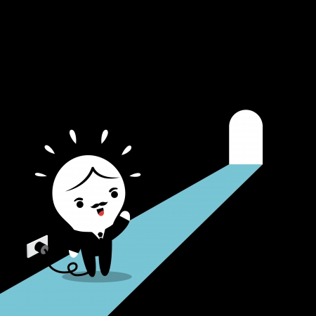 Lamp-head Businessman pave the way for solutionのイラスト素材
