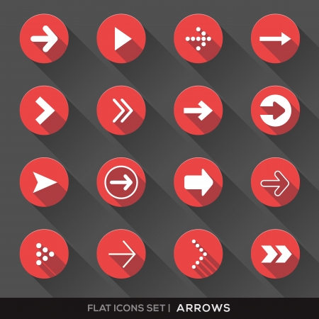 Set of Arrow Sign Flat Icons with long shadowのイラスト素材