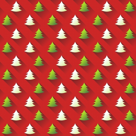 Seamless Christmas Tree Pattern on Red Backgroundのイラスト素材