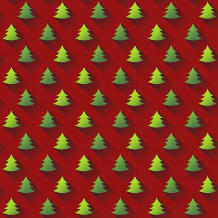 Seamless Christmas Tree Pattern on Red Backgroundのイラスト素材