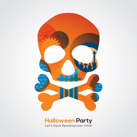 Halloween Party Skull Isolated Illustration for invitation card / poster / flyer / web bannerのイラスト素材