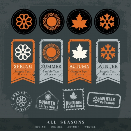 four seasons symbol vector illustration for postage stamp label tag stickerのイラスト素材