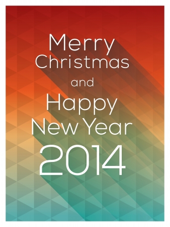 Merry Christmas and Happy New Year 2014 words on colorful abstract triangle Vector Backgroundのイラスト素材