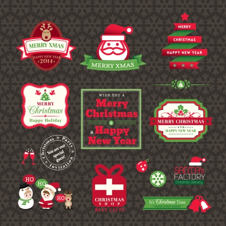Vector set of Christmas labels and frames designのイラスト素材