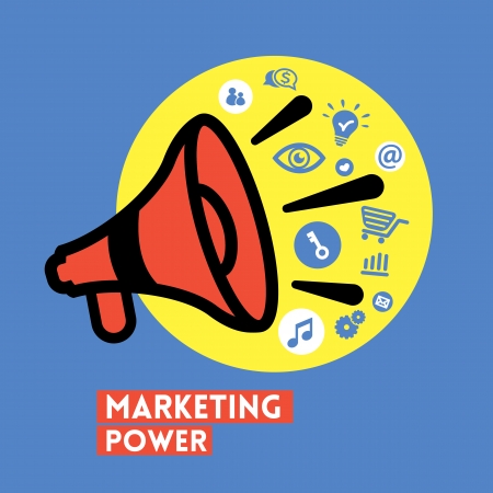 Megaphone with Marketing Power concept Vector Illustrationのイラスト素材