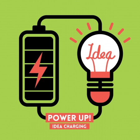 Lightbulb Idea Charging Battery Power Vectorのイラスト素材