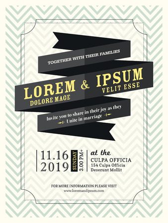 Modern Ribbon banner Wedding invitation frame templateのイラスト素材