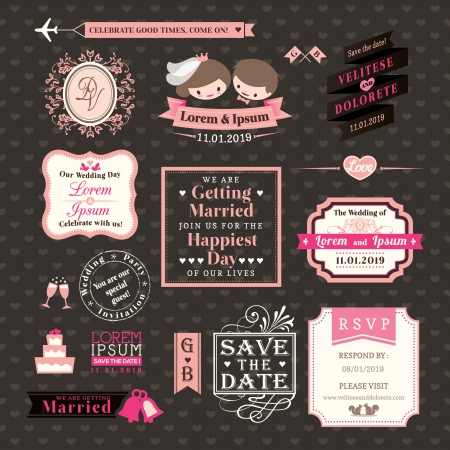 Wedding Elements labels and frames Vintage Style Wedding Elements labels and frames Vintage Style