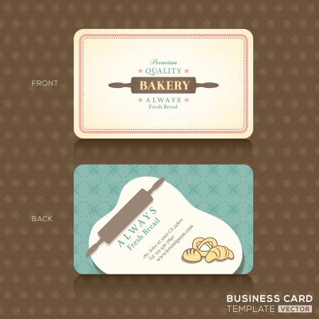 Bakery Shop with rolling pin Business card Design Templateのイラスト素材