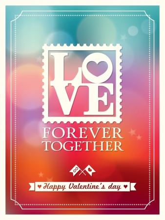 Valentine and wedding LOVE word Vector Bokeh Background for Card / Poster/ Banner / Boardのイラスト素材