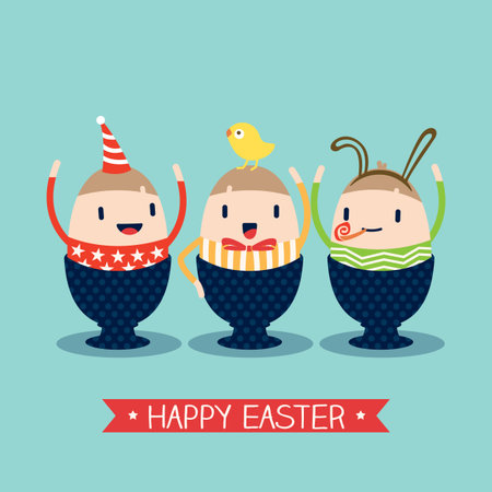 Cute Happy Easter Egg Cartoon illustartionのイラスト素材