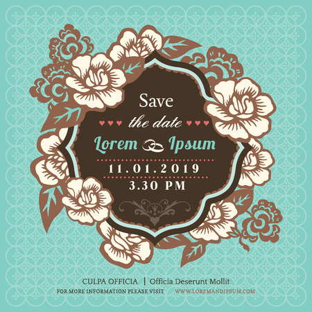 Vintage Floral Wedding invitation border and frame templateのイラスト素材