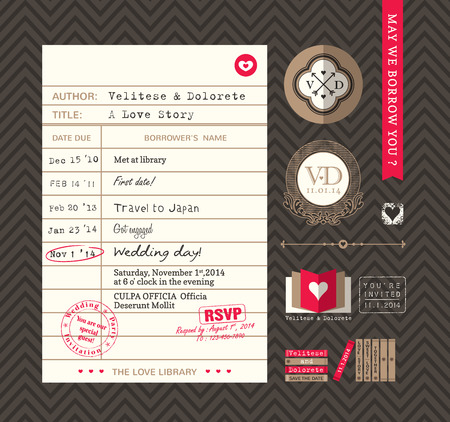 Library card Idea Wedding Invitation designのイラスト素材