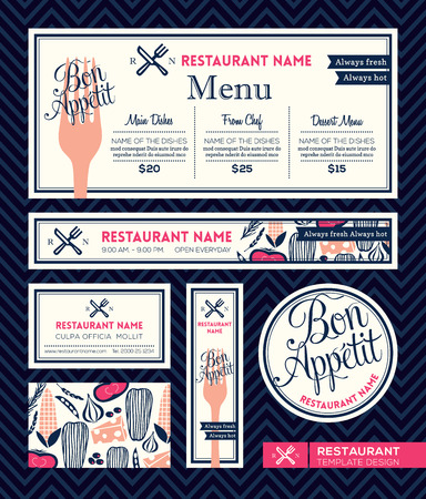 Bon appetit Restaurant Set Menu Graphic Design Templateのイラスト素材