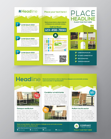 Real Estate Brochure Flyer design vector template in A4 size Tri fold